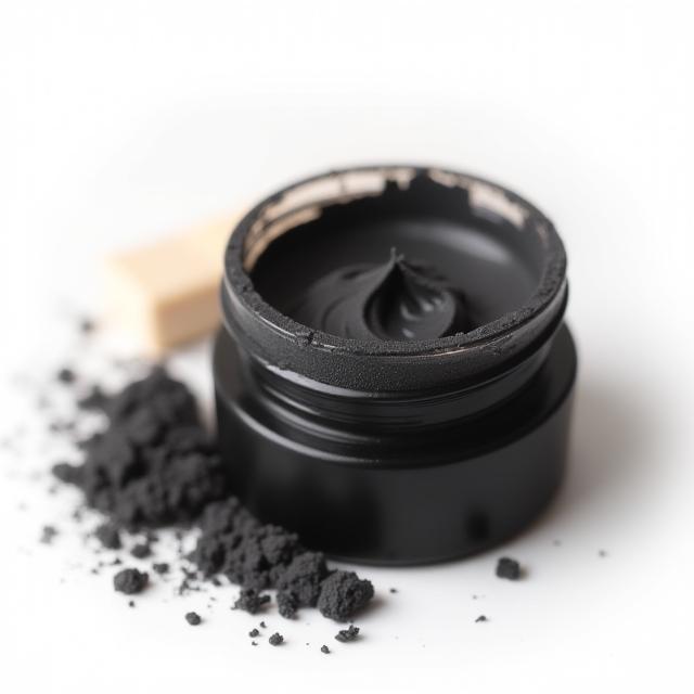 Jar of Charcoal Face Mask with brush
