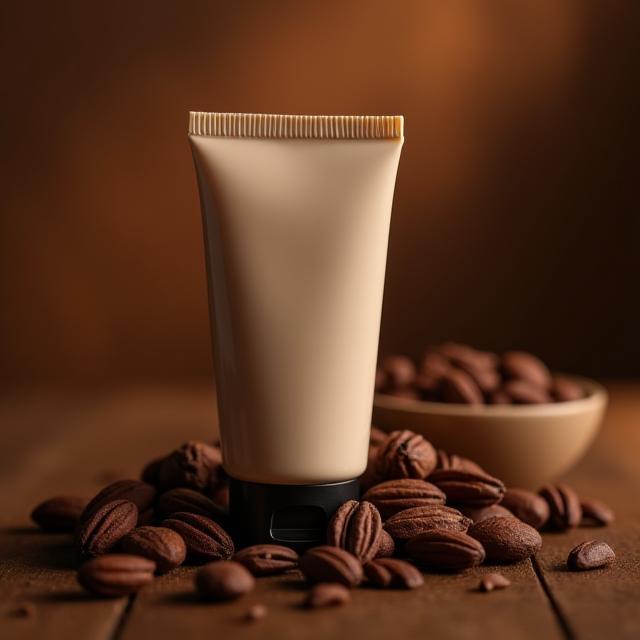 Cocoa Hand Cream tube on cocoa nibs